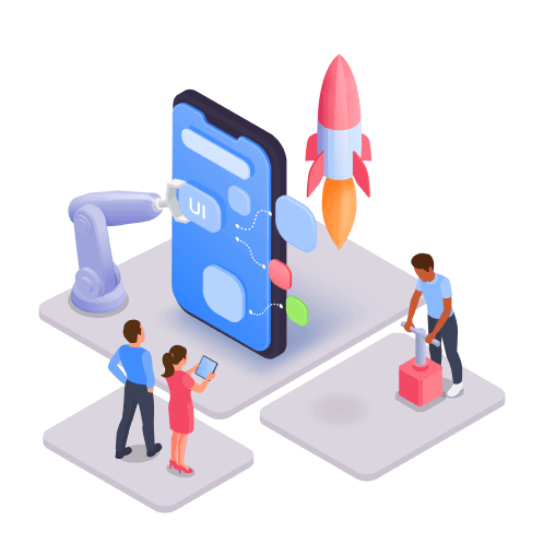 Digital experience and design isometric illustration Digital experience and design isometric illustration