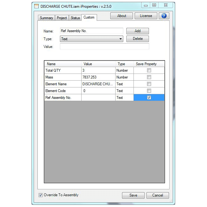 Inventor iProperty Manager