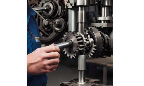 Engineer analyzing gears during Fracture Mechanics Testing